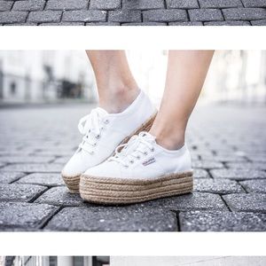 superga platform espadrille white